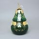 Dose "Pear" round, dark green 28 cm, emanel + gold, Nový Bor glass