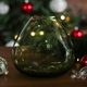 Skleněná váza průsvitná 18,5 cm jmelí s perlami, zelená, Glassor