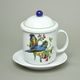Mug 400 ml with cap and strainer, Birds and butterflies, Atelier Lesov