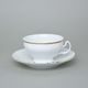 Tea cup and saucer 205 ml / 16 cm, Thun 1794 Carlsbad porcelain, BERNADOTTE gold line