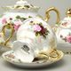 Tea set for 6 persons, Cecily roses, QueensCrown porcelain