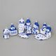 Christmas tree decoration, Blue Glitters - 9 pcs. set, Czech christmas decorations