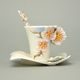 FOUR SEASONS-PLUM BLOSSOM DESIGN SCULPTURED porcelain cup/saucer/spoon set, FRANZ porcelain