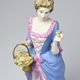 Lady With Basket, Blue-pink colors - darker version 10 x 11 x 28 cm, Pastel, Porcelain Figures Duchcov