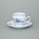 Coffee cup and saucer 220 ml / 16 cm, Thun 1794 Carlsbad porcelain, BERNADOTTE Forget-me-not-flower