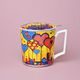 Mug 400 ml with lid and steel strainer, Modern Hearts, porcelain Duo Gifts
