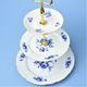 Cake stand 3 pcs. 34 cm, steel stick,Thun 1794 Carlsbad porcelain, BERNADOTTE blue rose