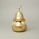 Křišťálová dóza "Hruška" kulatá ZLATÁ, v. 20,5 cm, zlato + smalt, Jahami Bohemia