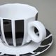 Cup and Saucer Šárka 160 ml, Black wide stripes, Goldfinger porcelain