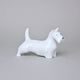 Pes Kníráč, 16,5 x 6,5 x 9,5 cm, bílé, Porcelánové figurky Duchcov