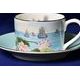 Blenheim Palace - Indian Room, Lotos and ships: Cup 200 ml and saucer breakfast, English Fine Bone China, Roy Kirkham