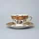 Cup 200 ml tea + sacuer, The Three Graces, gold + ruby red, Queens Crown