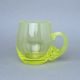 Smooth glass with handle (uranium glass), 500 ml, Glassworks Janov