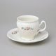 Coffee cup and saucer 220 ml / 16 cm, Thun 1794 Carlsbad porcelain, BERNADOTTE ivory + flowers