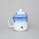 Mug with cap and strainer, Thun 1794 Carlsbad porcelain, BLUE CHERRY