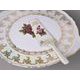 Cake plate 30 cm on stand with porcelain cake shovel, Cecily roses, Frederyka porcelain