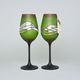 Studio Miracle: Sklenice na víno zeleno-hnědé 2ks, 250 ml, ruční dekorace Vlasta Voborníková