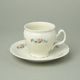 Coffee cup and saucer 220 ml / 16 cm, Thun 1794 Carlsbad porcelain, BERNADOTTE ivory + flowers