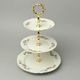 Cake stand 3 pcs. 34 cm, Thun 1794, karlovarský porcelán, BERNADOTTE ivory + flowers + gold line