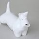 Pes Kníráč, 16,5 x 6,5 x 9,5 cm, bílé, Porcelánové figurky Duchcov
