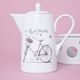 Tea for one set plus warmer, bicycle plus hearts, Leander 1907