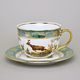 Olga: Cup 400 ml breakfast and saucer 19 cm, hunting green, porcelain Bohemia