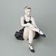 Ballet Dancer In Dressing Room - Black Dress, 22 x 12 x 17 cm, Natur + Black fond + Gold, Porcelain Figures Duchcov