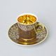 Cup 100 ml mocca + saucer 10,5 cm, inner gold, brown, Leander Loučky