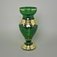 Váza 35 cm skleněná ZELENÁ, zlato + smalt, novoborské sklo