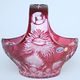 Crystal basket cut, thistle decor RUBY, 205 mm, Crystalite BOHEMIA