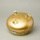 Bowl footed 20 x 11 cm, gold + enamel flowers, Bohemia