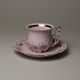 Šálek 120 ml a podšálek 14 cm káva , Lenka 527, Růžový porcelán z Chodova