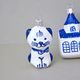 Christmas tree decoration, Blue Glitters - 9 pcs. set, Czech christmas decorations