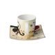 Set of 100 ml espresso cup + saucer + 16 cm vase Innamortaro, cats R. Wachtmeister, fine bone china, Goebel