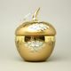 Křišťálová dóza "Jablko" kulatá velká - ZLATÁ, v. 22 cm, zlato + smalt, Jahami Bohemia