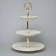 Gold band: Cake stand 3 pcs. 34 cm, Thun 1794 Carlsbad porcelain, BERNADOTTE ivory