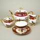 Tea set for 6 pers., hunting - ruby red, Carlsbad porcelain