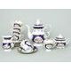 440: Coffee set for 6 pers., Sonáta, cobalt blue + roses + gold, Leander Loučky