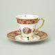 Cup tall 170 ml + sacuer 16 cm coffee, The Three Graces, gold + ruby red, Carlsbad