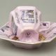 Šálek 80 ml mokka a podšálek 11 cm, Empír, dekor 562 páv, Růžový porcelán z Chodova