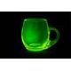 Smooth glass with handle (uranium glass), 500 ml, Glassworks Janov