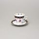 440: Cup espresso 100 ml + saucer 10 cm, Sonáta, cobalt + roses, Leander Loučky