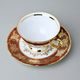 Cup 200 ml tea + sacuer, The Three Graces, gold + ruby red, Queens Crown
