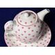 Pink Hearts: Tea for one set 3 pcs., English Fine Bone China, Roy Kirkham