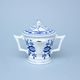 Sauceboat round 350 ml with handles and a lid, Original Blue Onion Pattern