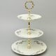 Cake stand 3 pcs. 34 cm, Thun 1794, karlovarský porcelán, BERNADOTTE ivory + flowers + gold line