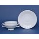 Soup cup and saucer 275 ml / 18 cm, Thun 1794 Carlsbad porcelain, BERNADOTTE white