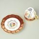 Cup 80 ml mokka + saucer 12 cm, The Three Graces, ruby red + gold, Queens Crown porcelain