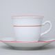 70477: Cup tall 180 ml plus saucer 155 mm, Thun 1794 Carlsbad porcelain, Natalie, Red line