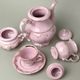Kávová sada pro 6 osob, Sonáta, dekor 158, Leander, růžový porcelán